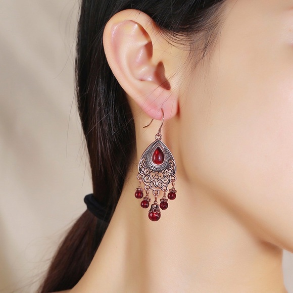 Any 4/$25! Copper Red Beaded Boho Earrings - Picture 4 of 10